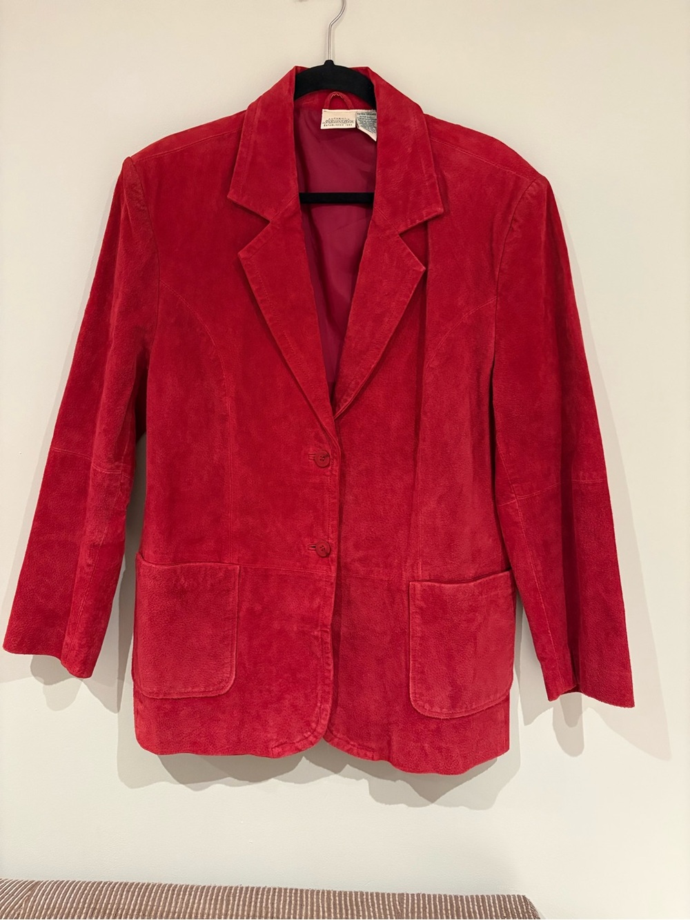 Authentic St.Johns Bay Red Suede Women's Blazer Jacket - Classic Tailored Style
